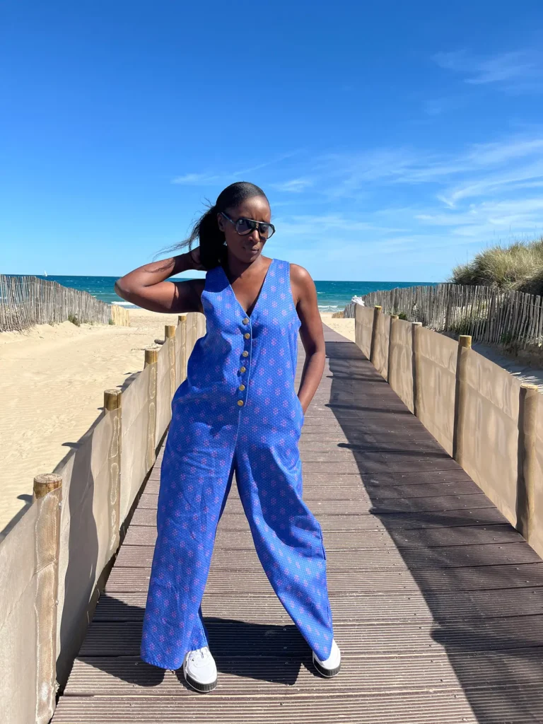 Combinaison Felicia en Lozange Indigo sur Panama de coton