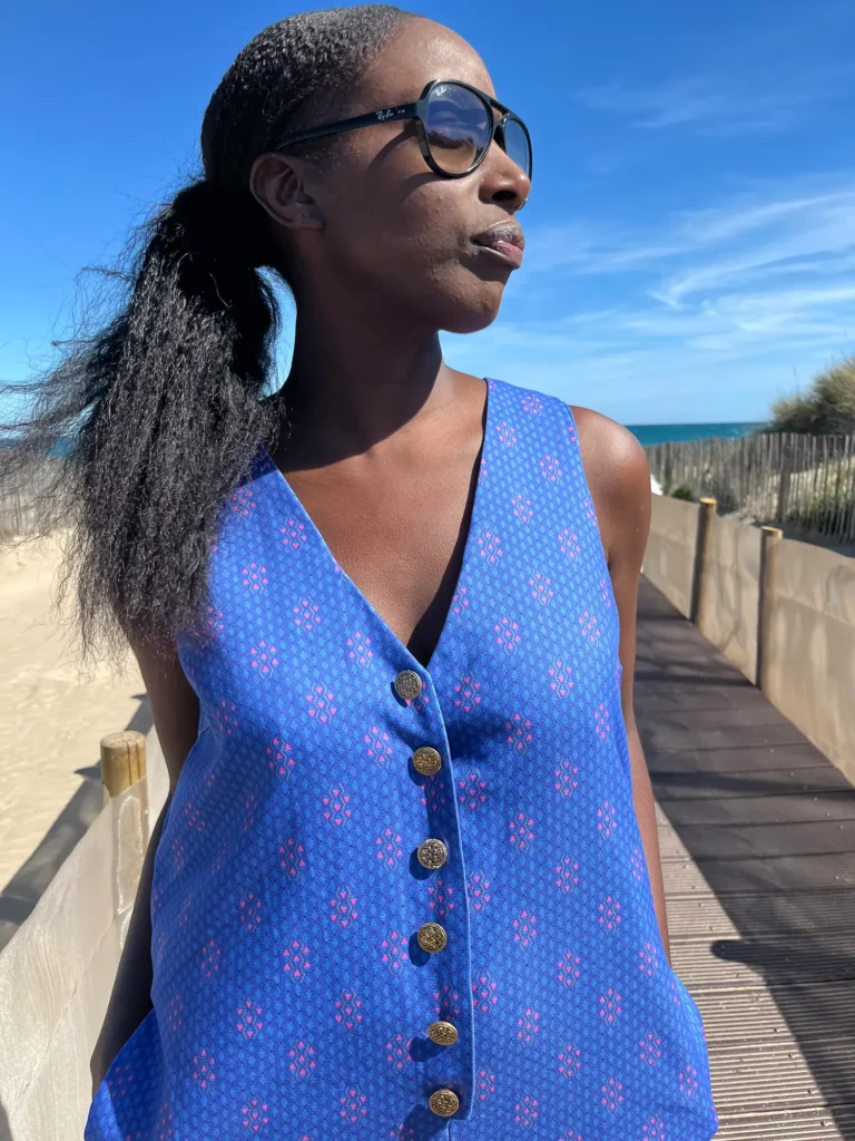 Combinaison Felicia en Lozange Indigo sur Panama de coton