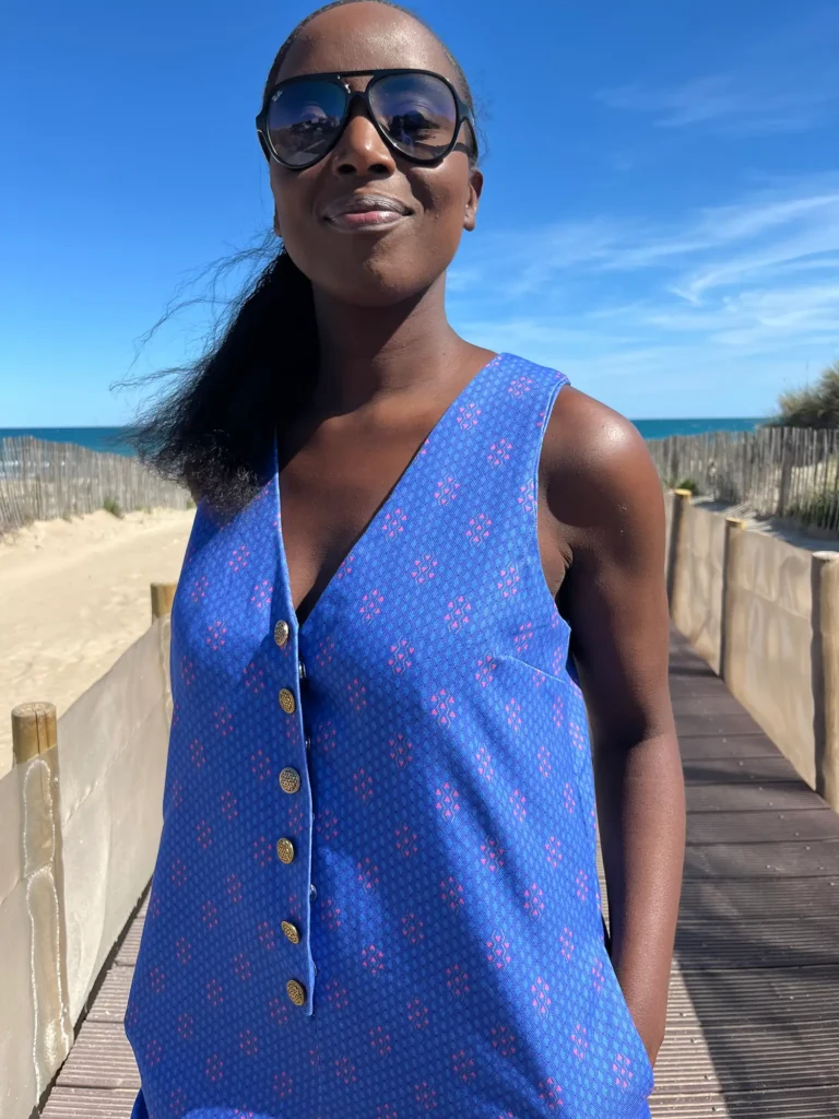 Combinaison Felicia en Lozange Indigo sur Panama de coton