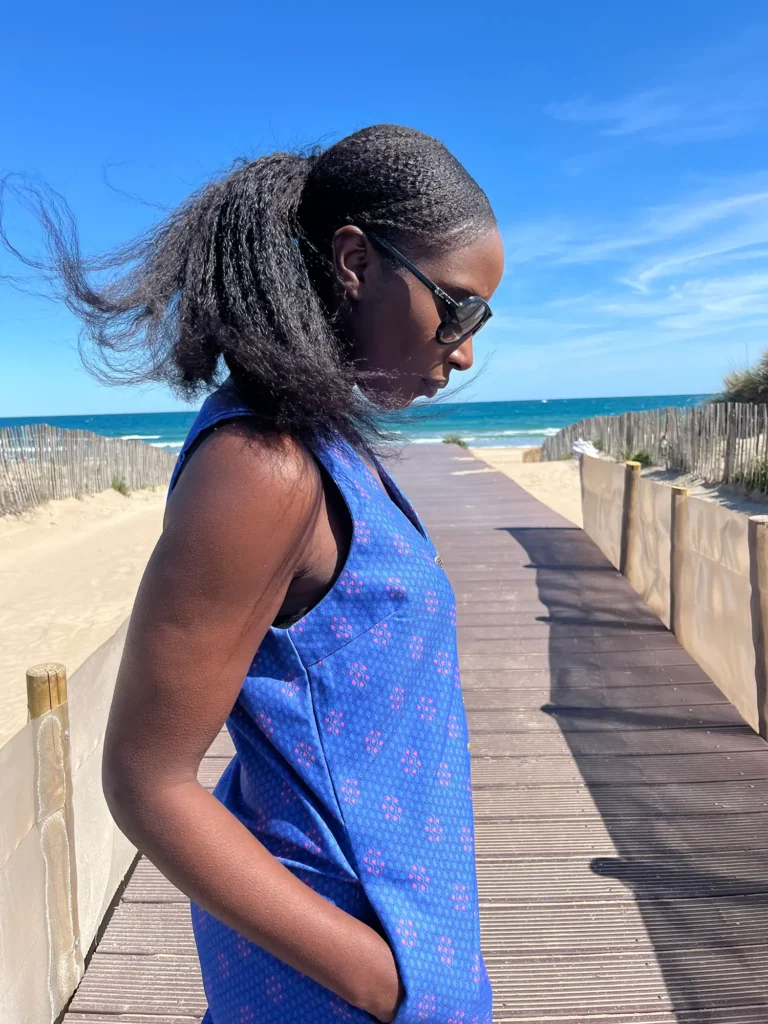 Combinaison Felicia en Lozange Indigo sur Panama de coton