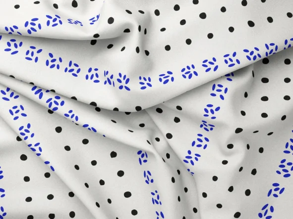 Tissu motif "Tictac Indigo Blanc"