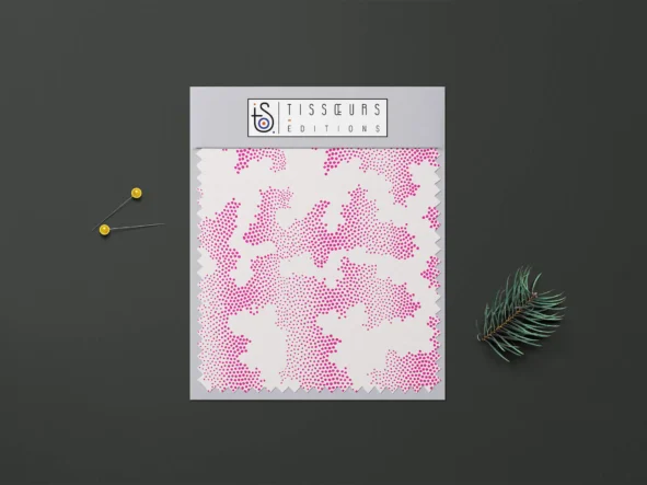 Tissu motif "Corail Rose Blanche"