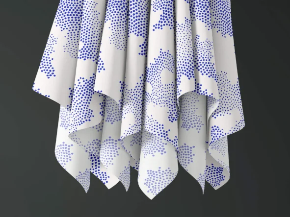 Tissu motif "Corail Indigo Blanc"