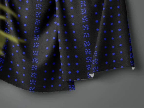 Tissu motif "Tictac Indigo Noir"
