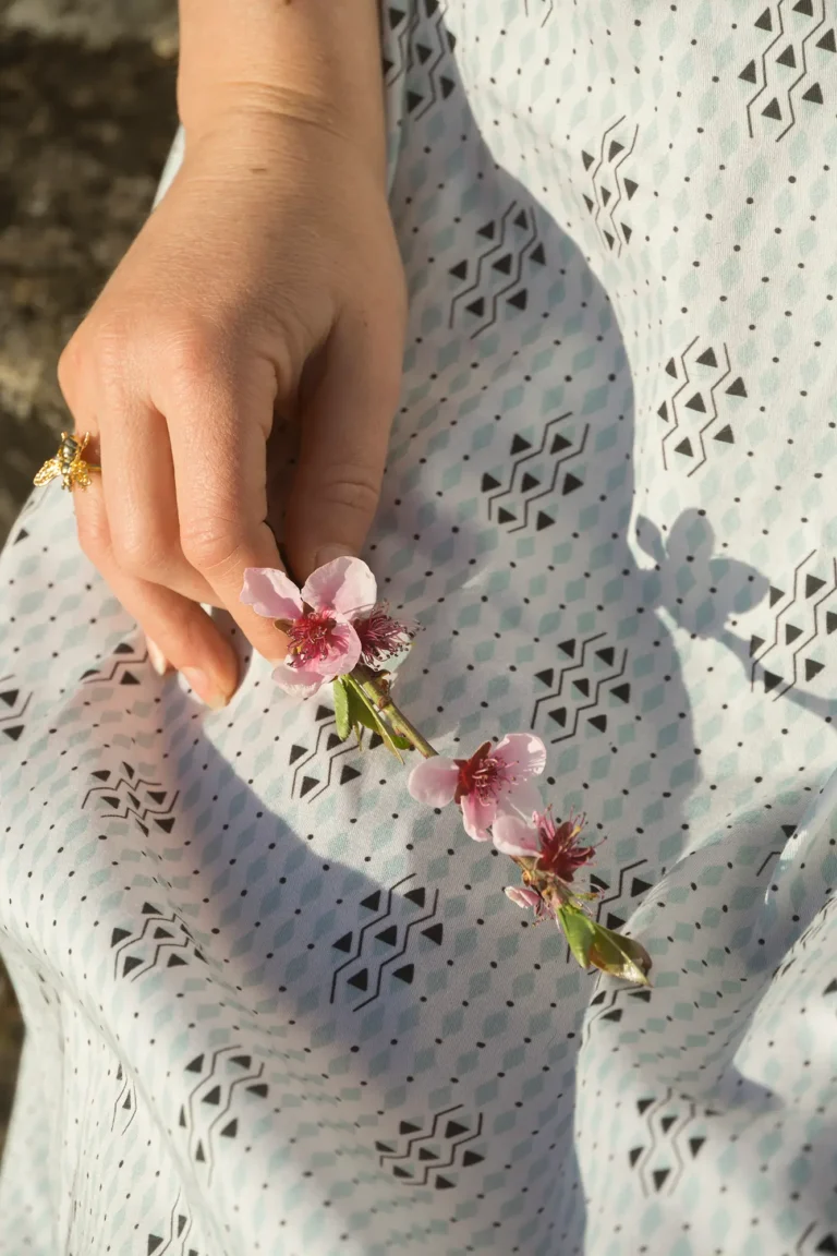 Robe Sedavi en Lozanghe Turquoise sur satin de coton