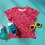 Tissu imprimé Meringue Framboise Mandarine