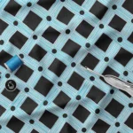 Tissu imprimé Gaufrette Réglisse Cassis