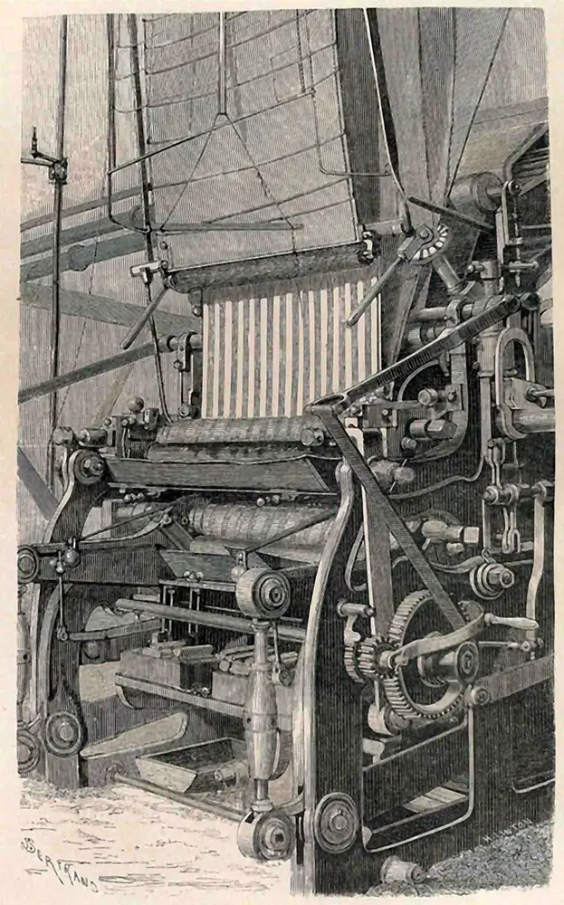 Machine à imprimer les tissus & étoffes en 5 couleurs (1865)