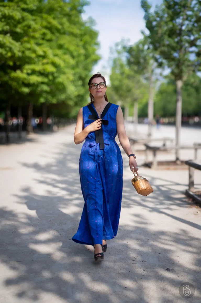 Combinaison vintage en satin de coton Tictac Indigo