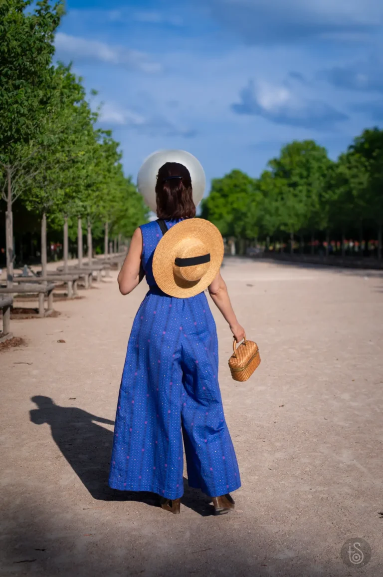 Combinaison vintage en satin de coton Tictac Indigo