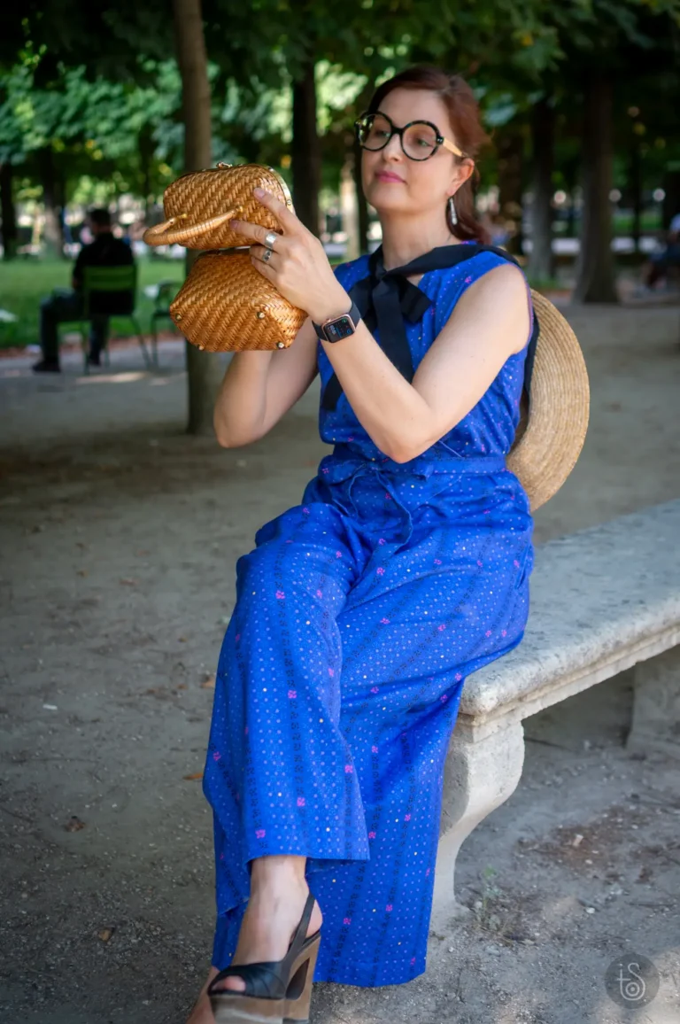 Combinaison vintage en satin de coton Tictac Indigo