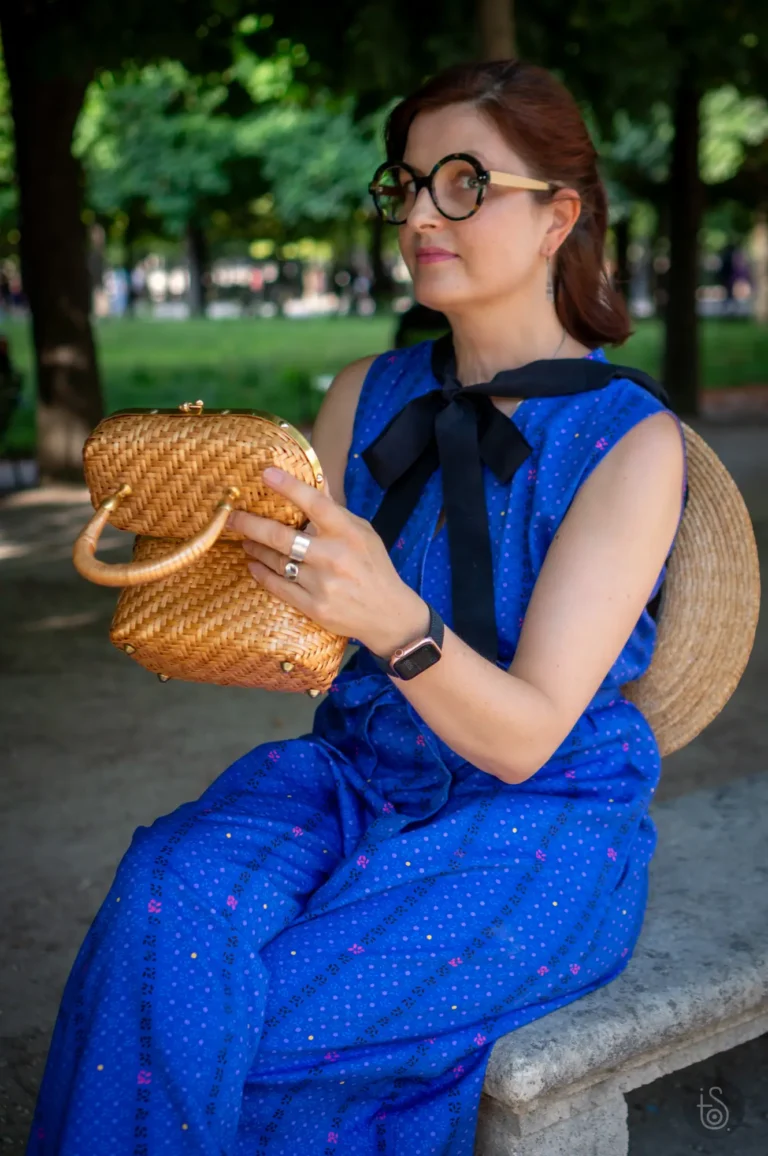 Combinaison vintage en satin de coton Tictac Indigo