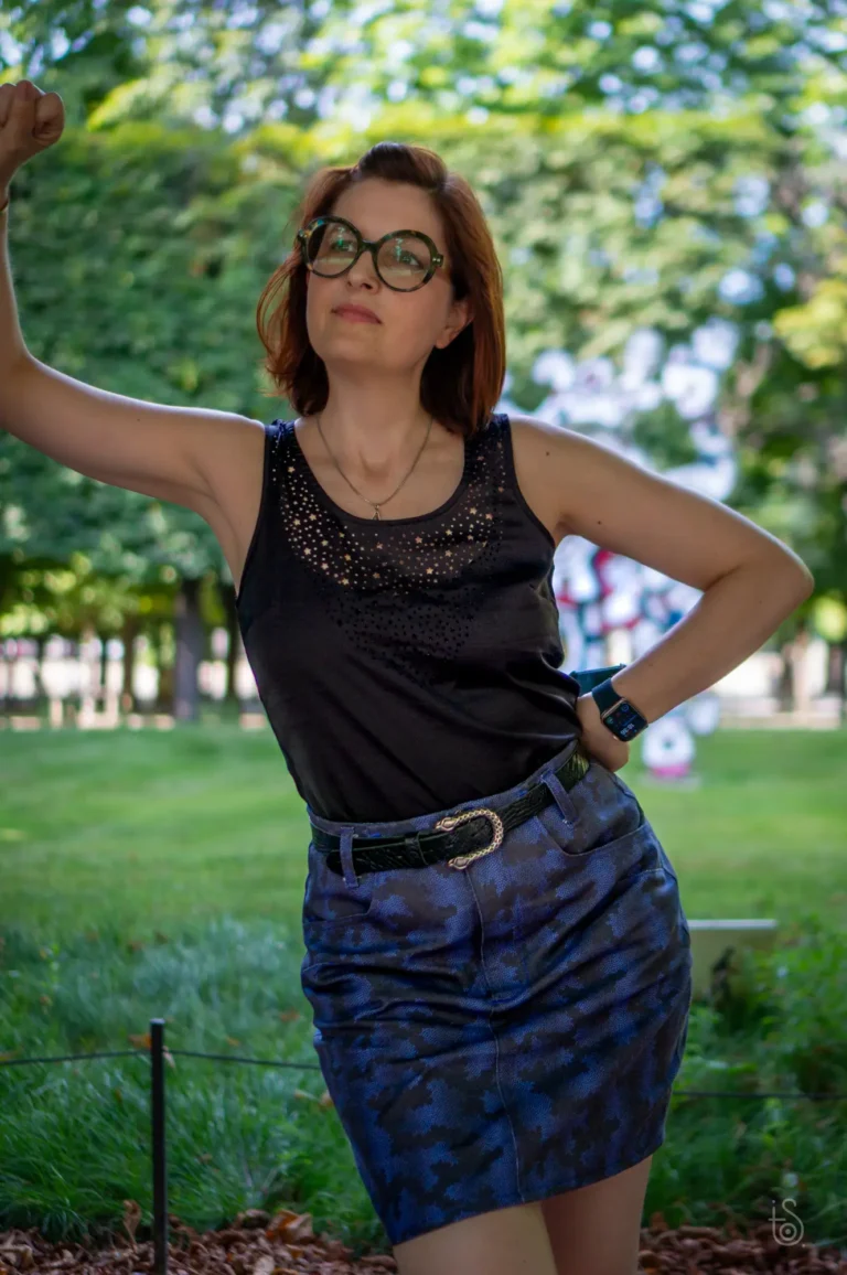 Jupe Jade en toile Panama imprimé Corail Ultraviolet