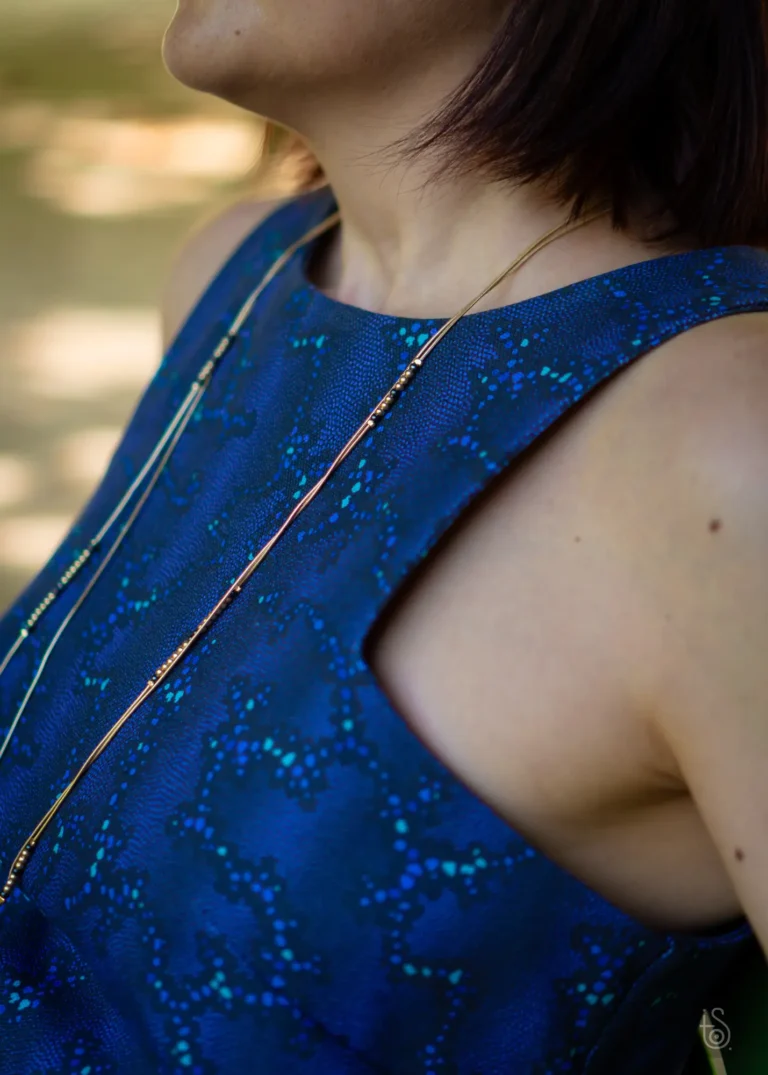 Robe Émilie en toile Panama en Corail Parme