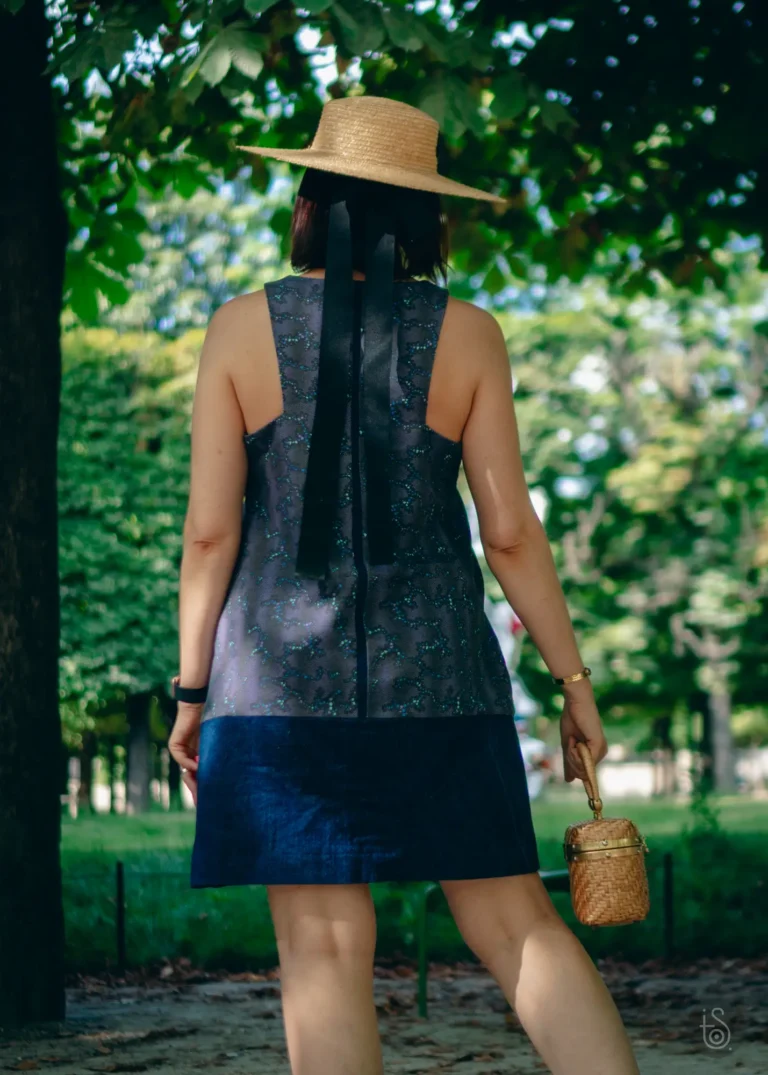 Robe Émilie en toile Panama en Corail Parme