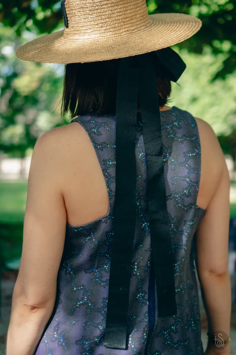 Robe Émilie en toile Panama en Corail Parme