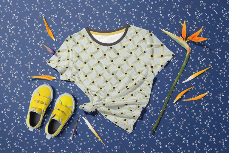 tissu imprimé,tissu au mètre,motif vintage,tissu imprimé vintage,tissu couture été,tissu OEKO-TEX,collection Sorbets,motifs rétro,tissu pois rayure,motif vintage géométrique