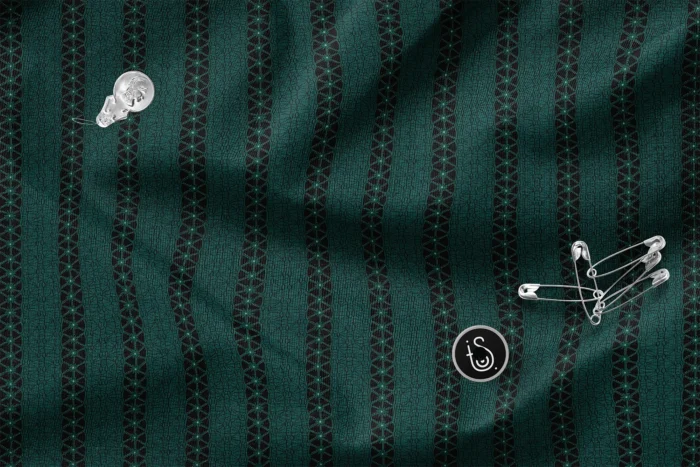 tissu dentelle vert Émeraude • filigranes & liserons noirs